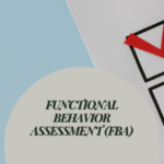 Functional Behavior Assessment (FBA) title graphic with a three-box checklist and a red check mark.