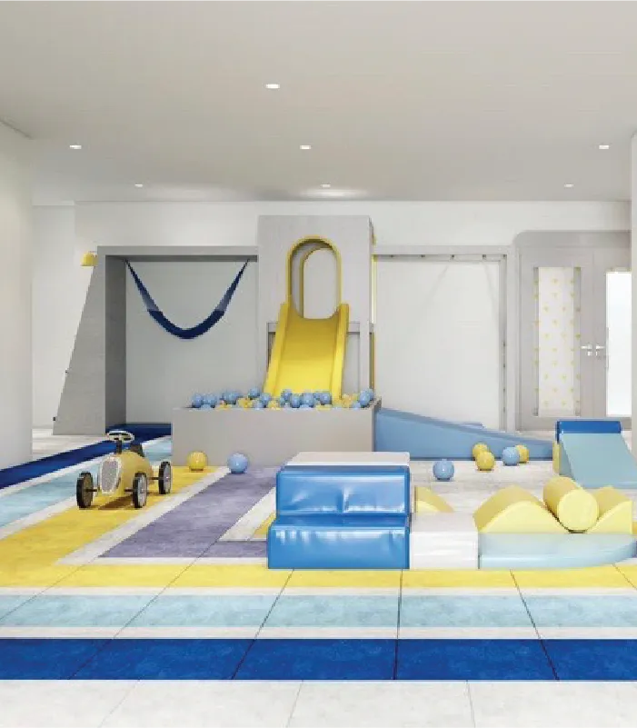 Playroom with a slide, ball pit and soft play blocks at the Woodlawn, Maryland ABA center.